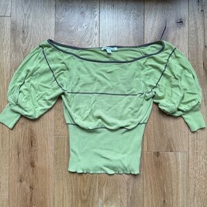 Y2K Peppe Peluso Olive Off-Shoulder sweater